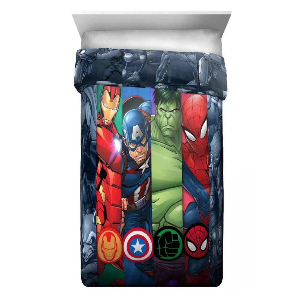 Marvel Avengers Reversible TWIN Comforter Iron Man Capt America Incredible Hulk